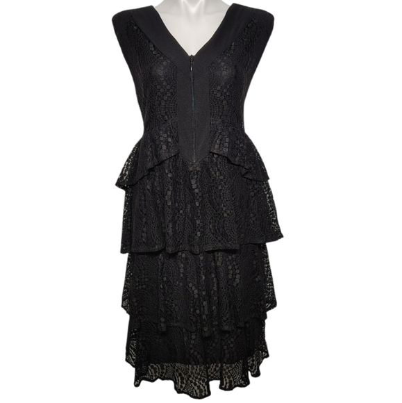 Alfani Dresses & Skirts - Gothic Alfani Black Lace Sleeveless Tiered Ruffle Dress Size XL